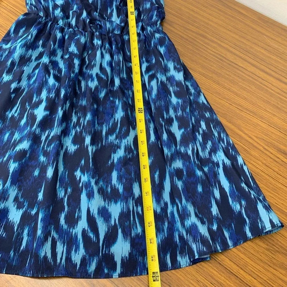 Calvin Klein  Dress Small Blue Watercolor Cinched Sleeveless Above Knee Vacation - Picture 9 of 10